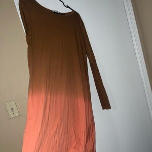 Umgee Brown and Pink Long Sleeve Dress
